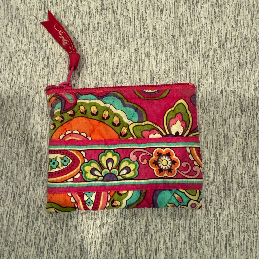 Vera Bradley Paisley Print Pink and Green Floral Coin Purse